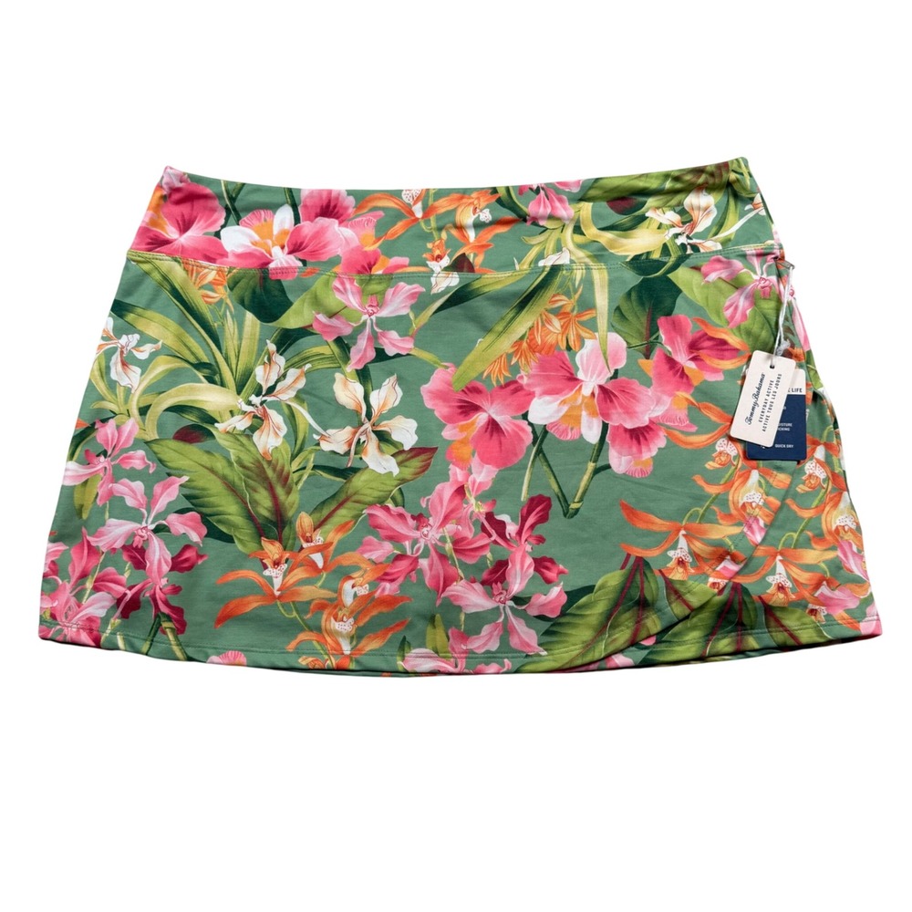 NEW Tommy Bahama Skort Women XL Floral Everyday Active Tropical Orchid UPF 50